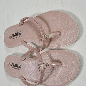 Air Balance Womens Sandals Slip-ons Sparkly Pink Heart Rhinestone Accents  7 EUC